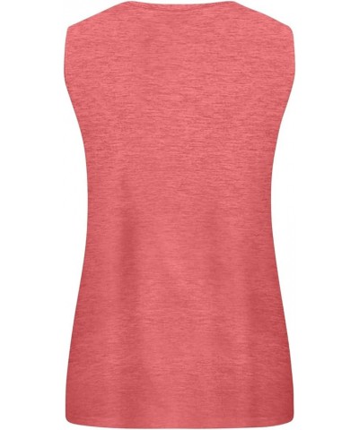 Plus Size Tank Tops for Women Summer Sleeveless O Neck Henley T-Shirts Tops Casual Button Down Tunics Shirts Pink $6.93 Tanks