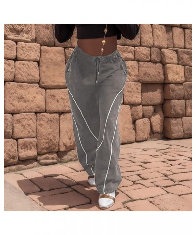 Parachute Pants for Women, Y2k Cargo Pants Women Baggy Drawstring High Rise Straight Leg Baggy Pants Jogger Sweatpants H11-br...