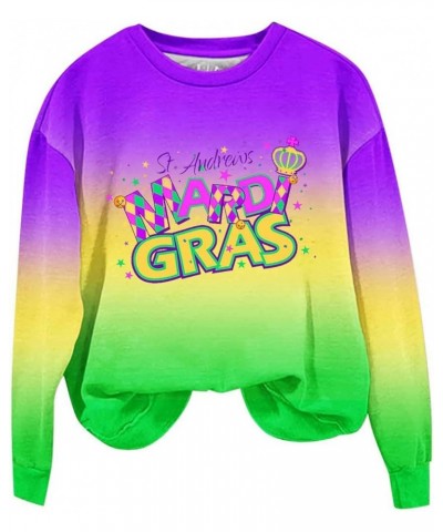 Mardi Gras Outfits for Women Novelty Sweatshirt Carnival Long Sleeve Tops Mask Funny Graphic Going Out Party Tops 38 Purple $...