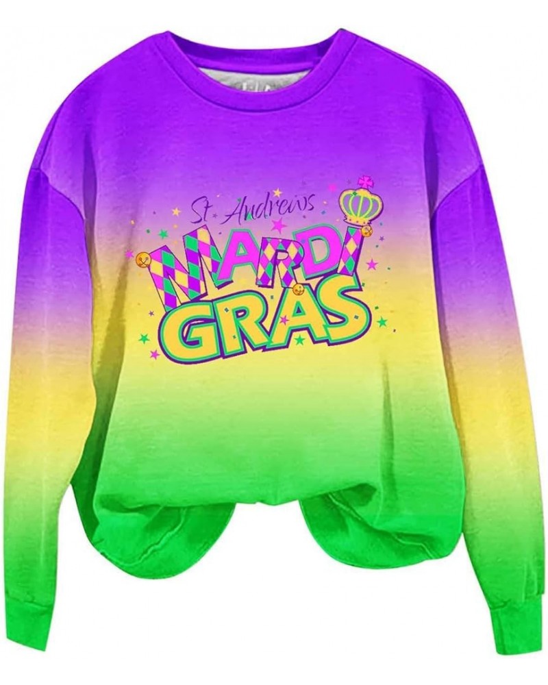 Mardi Gras Outfits for Women Novelty Sweatshirt Carnival Long Sleeve Tops Mask Funny Graphic Going Out Party Tops 38 Purple $...