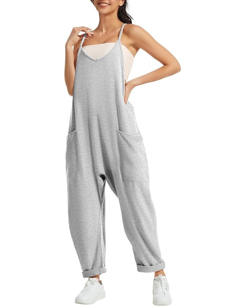 Jumpsuits for Women Casual Summer Rompers Sleeveless Loose Spaghetti Strap Baggy Overalls Jumpers with Pockets 2024 Grey $11....