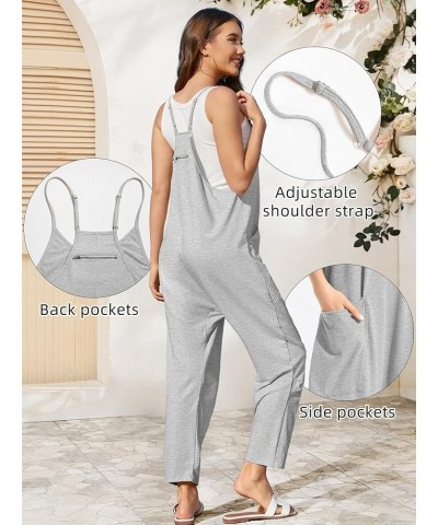 Jumpsuits for Women Casual Summer Rompers Sleeveless Loose Spaghetti Strap Baggy Overalls Jumpers with Pockets 2024 Grey $11....