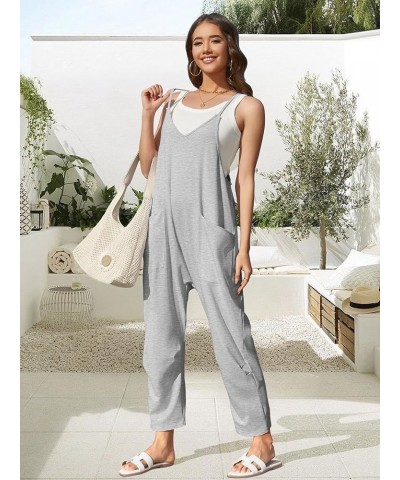 Jumpsuits for Women Casual Summer Rompers Sleeveless Loose Spaghetti Strap Baggy Overalls Jumpers with Pockets 2024 Grey $11....