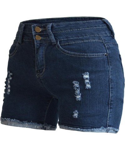 Women's Ripped Stretchy Denim Shorts Mid Rise Relaxed Fit Raw Hem Jeans Shorts, Size 2-16 Dark Blue 3882 $12.37 Shorts