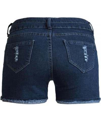 Women's Ripped Stretchy Denim Shorts Mid Rise Relaxed Fit Raw Hem Jeans Shorts, Size 2-16 Dark Blue 3882 $12.37 Shorts