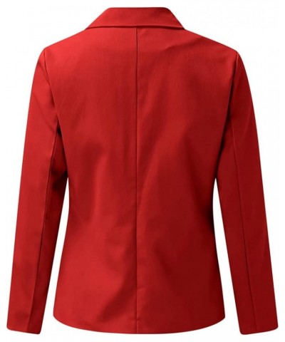 Blazer Jackets for Women Casual Long Sleeve Lapel Oversized Button Work Office Blazer Suit Jacket Plus Size 04-red $7.19 Blazers