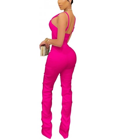 Sexy Jumpsuits for Women Night Club Party Satin 2 Piece Outfits Clubwear A04 Rose Red $26.99 Jumpsuits