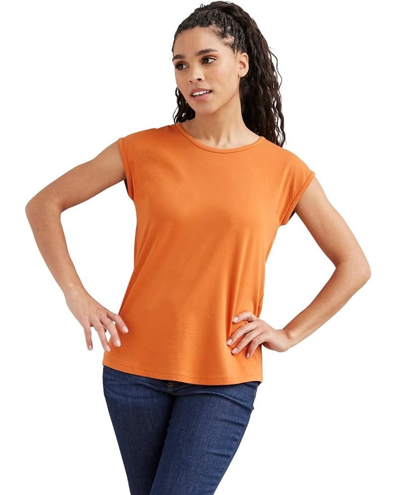 Women's Organic Pima Cotton Cap Sleeve Easy Tee Henna $19.76 T-Shirts