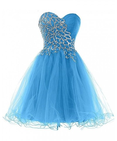 Strapless a Line Blue Crystal White Oranga Homecoming Dress Short Prom Dress Style3-pink $44.52 Dresses