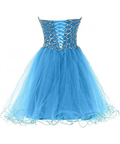 Strapless a Line Blue Crystal White Oranga Homecoming Dress Short Prom Dress Style3-pink $44.52 Dresses