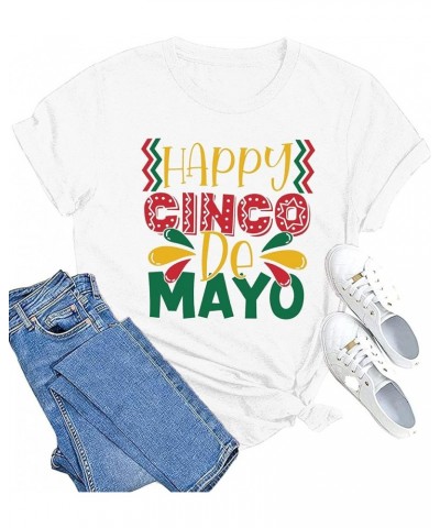 Cinco De Mayo Shirts for Women Sombrero Tshirt Summer Mexican Fiesta Vacation Tee Tops White4 $10.50 T-Shirts