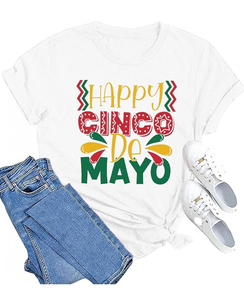 Cinco De Mayo Shirts for Women Sombrero Tshirt Summer Mexican Fiesta Vacation Tee Tops White4 $10.50 T-Shirts