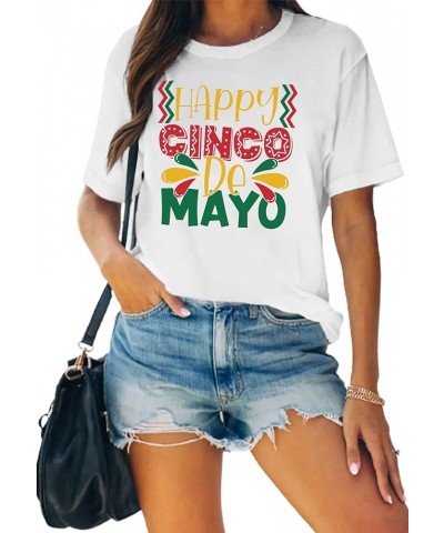 Cinco De Mayo Shirts for Women Sombrero Tshirt Summer Mexican Fiesta Vacation Tee Tops White4 $10.50 T-Shirts