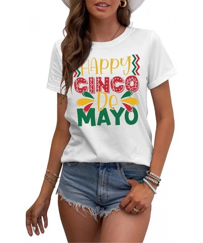 Cinco De Mayo Shirts for Women Sombrero Tshirt Summer Mexican Fiesta Vacation Tee Tops White4 $10.50 T-Shirts