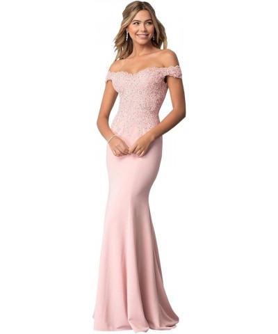 Women's Off The Shoulder Beaded Mermaid Bridesmaid Dress Long Lace Prom Party Gown Blush $38.00 Dresses