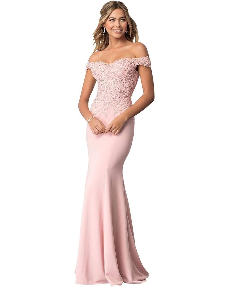 Women's Off The Shoulder Beaded Mermaid Bridesmaid Dress Long Lace Prom Party Gown Blush $38.00 Dresses