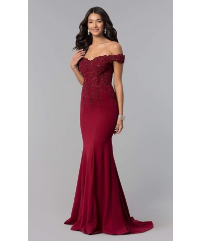 Women's Off The Shoulder Beaded Mermaid Bridesmaid Dress Long Lace Prom Party Gown Blush $38.00 Dresses