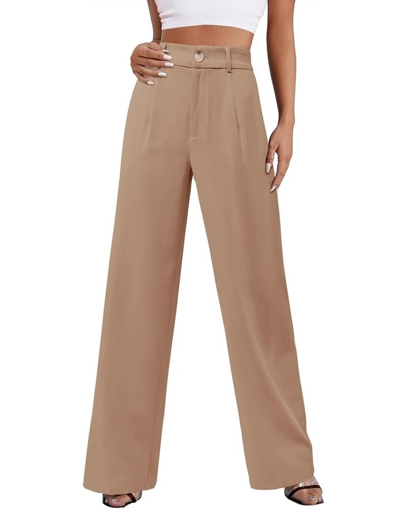 Womens Wide Leg Slacks High Waisted Pants Straight Long Work Business Trousers with Pockets 29"Inseam A-peach Puff $17.10 Pants