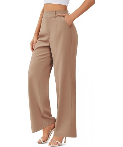 Womens Wide Leg Slacks High Waisted Pants Straight Long Work Business Trousers with Pockets 29"Inseam A-peach Puff $17.10 Pants