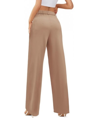 Womens Wide Leg Slacks High Waisted Pants Straight Long Work Business Trousers with Pockets 29"Inseam A-peach Puff $17.10 Pants