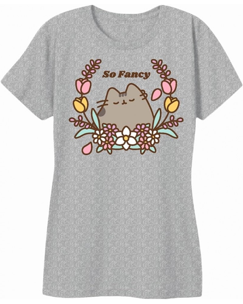 The Cat and Stormy Enjoying Popcorn Junior T-Shirt Grey-fancy $12.74 T-Shirts