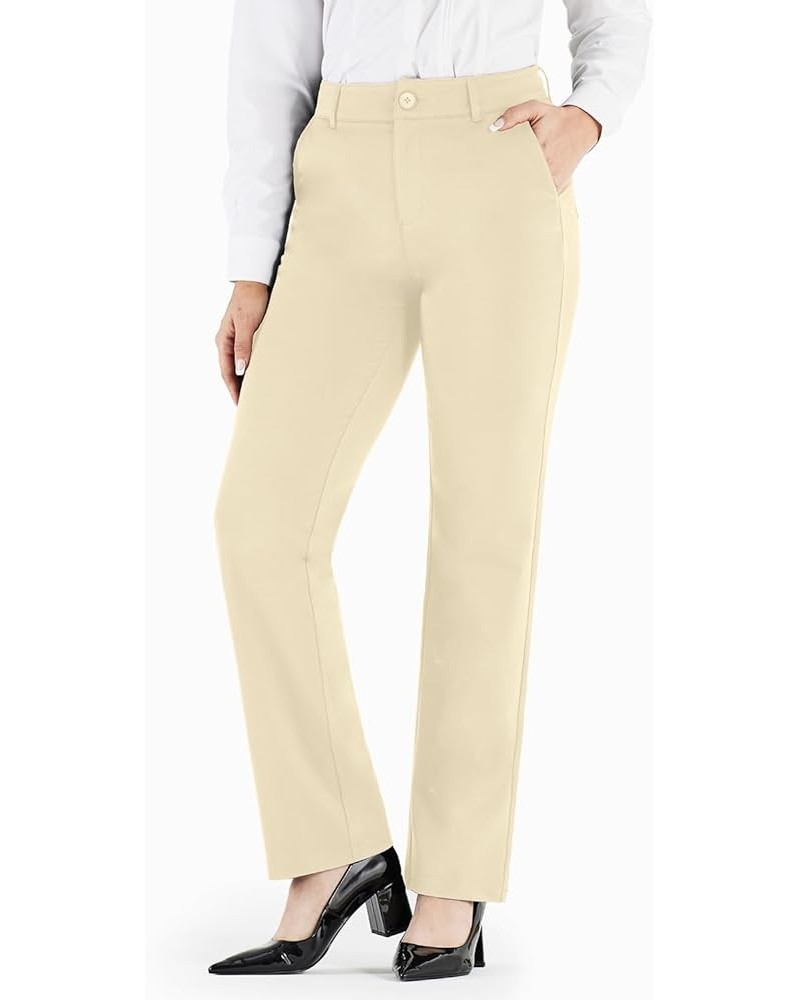 Dress Pants for Women Stretch Work Pants Straight Leg Office Slacks Business Casual Regular 31" Inseam Khaki $17.63 Pants