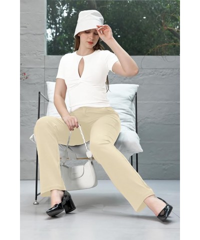 Dress Pants for Women Stretch Work Pants Straight Leg Office Slacks Business Casual Regular 31" Inseam Khaki $17.63 Pants