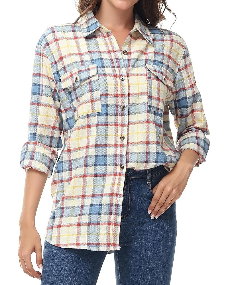 Women's Oversized Flannel Plaid Shirt Long Sleeve Button Down Plus Size Lightweight Shacket Blouse (S-4X) Regular Fit 50003 $...