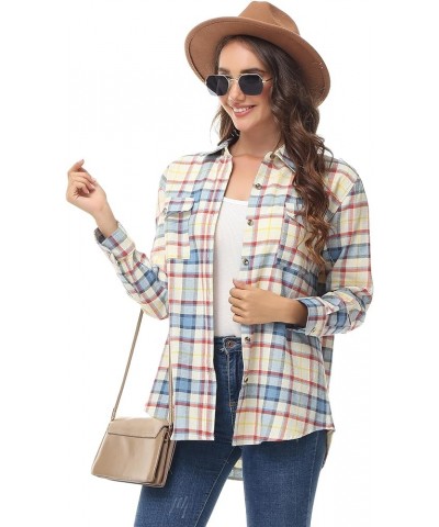 Women's Oversized Flannel Plaid Shirt Long Sleeve Button Down Plus Size Lightweight Shacket Blouse (S-4X) Regular Fit 50003 $...