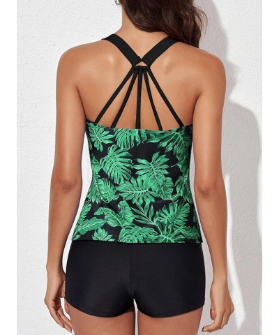 Womens Printed Strappy Racerback Tankini Swim Top No Bottom S - XXXL Green Printed $19.06 Swimsuits