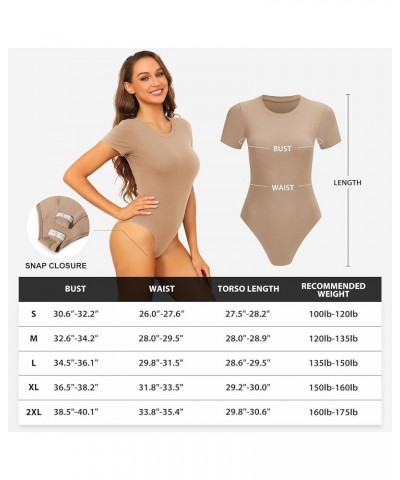 5 Pack Body suits for Womens Short Sleeve Round Neck Casual Stretchy Basic T Shirt Bodysuit Tops 5pack Black,light Grey,nude,...