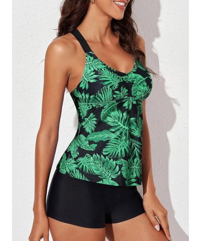 Womens Printed Strappy Racerback Tankini Swim Top No Bottom S - XXXL Green Printed $19.06 Swimsuits