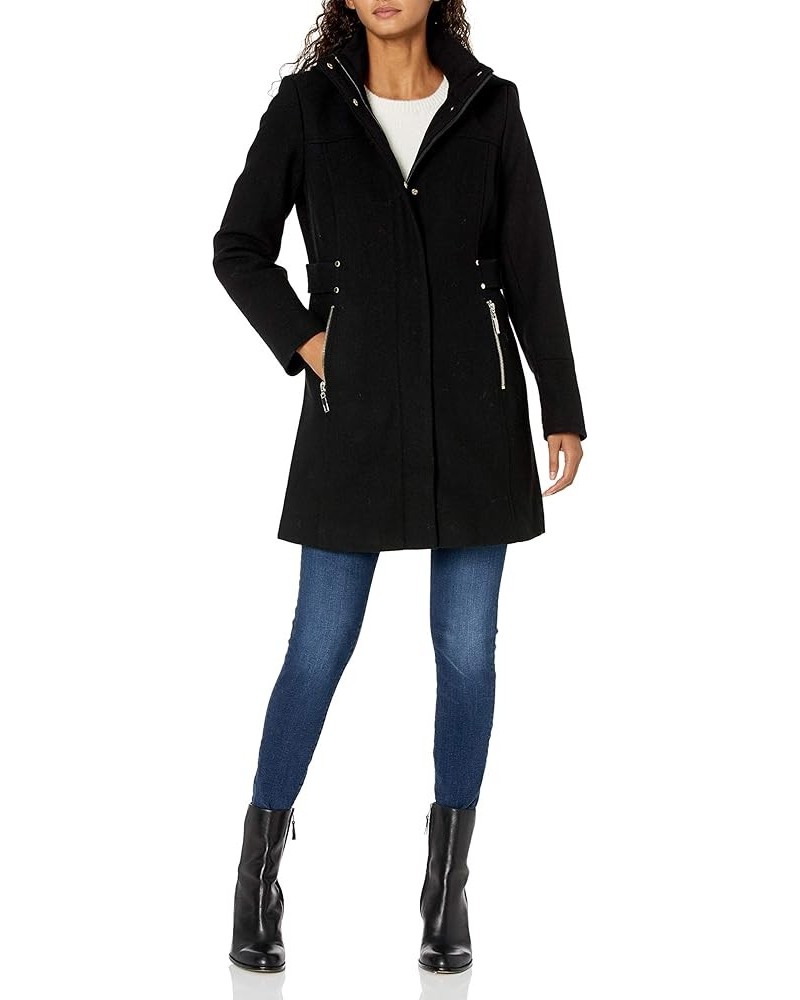 Women's Faux Wool Fashion Jacket Black Metal Trim $40.25 Jackets