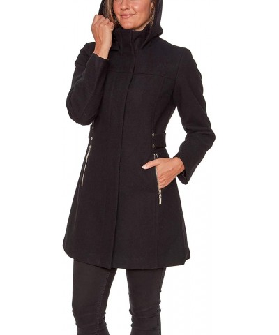 Women's Faux Wool Fashion Jacket Black Metal Trim $40.25 Jackets