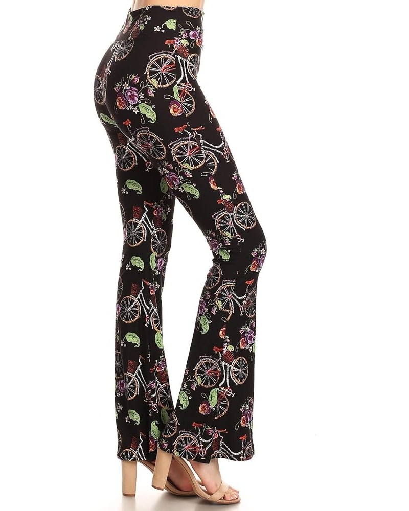 Women's Ultra Soft Popular Printed Stylish Palazzo Pants BAT3 Cruiser Bike & Floral Basket $10.54 Leggings