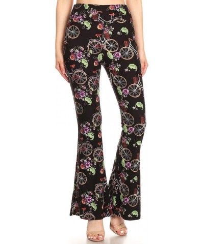 Women's Ultra Soft Popular Printed Stylish Palazzo Pants BAT3 Cruiser Bike & Floral Basket $10.54 Leggings