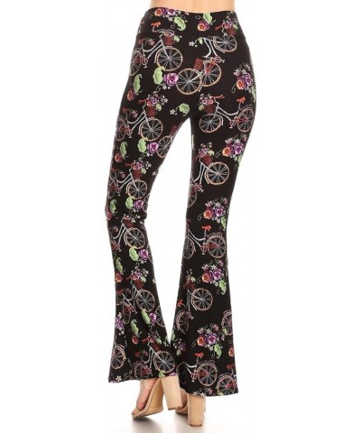 Women's Ultra Soft Popular Printed Stylish Palazzo Pants BAT3 Cruiser Bike & Floral Basket $10.54 Leggings