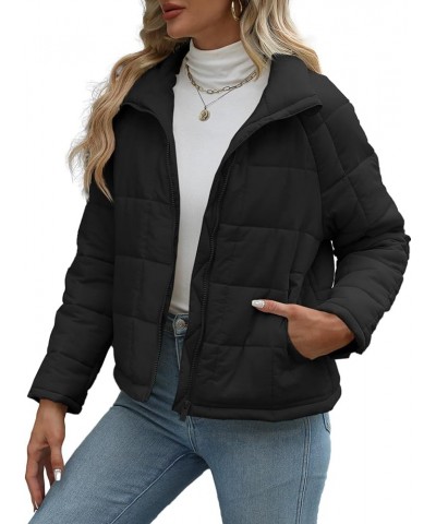 Women's Quilted Puffer Jackets Lightweight Zipper Packable Padded Coat Black $26.46 Jackets