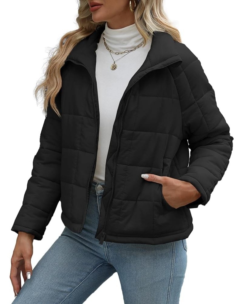 Women's Quilted Puffer Jackets Lightweight Zipper Packable Padded Coat Black $26.46 Jackets