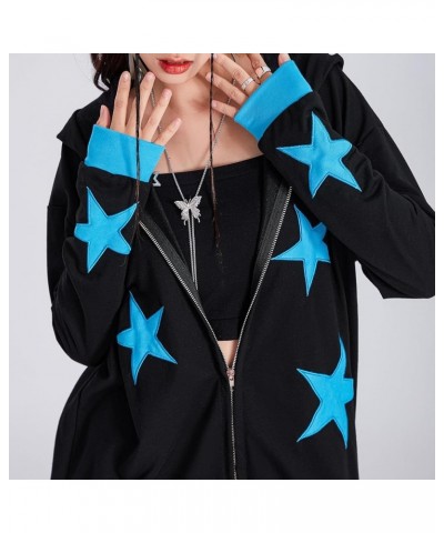 Hoodies Jacket with Pockets Womens Printed Full Zip Hooded Sweatshirt Y2k Skull Rhinestone E-Girls Goth Hoodie 32-blue $10.86...