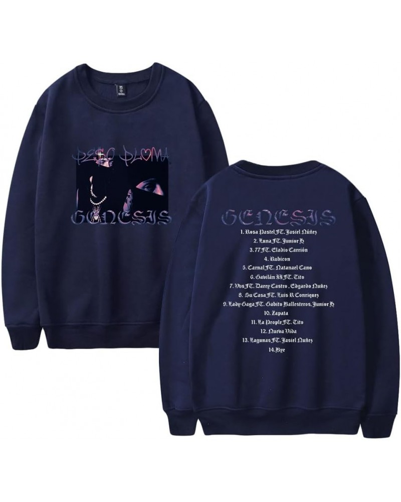 Peso Pluma Genesis Album Merch 2023 Doble P Tour Crewneck Long Sleeve Women Men Hip Hop Sweatshirt Navy2 $9.85 Hoodies & Swea...