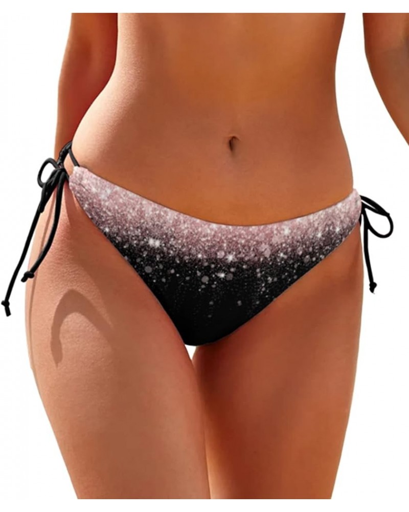 Womens Cheeky Bikini Bottoms Tie Side Brazilian Beachwear Sexy Swimsuit Bottom Black Pink Star $11.87 Swimsuits