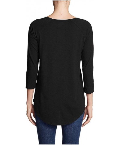 Women's Gate Check 3/4-Sleeve Cross-Front Tunic Black $11.57 Tops