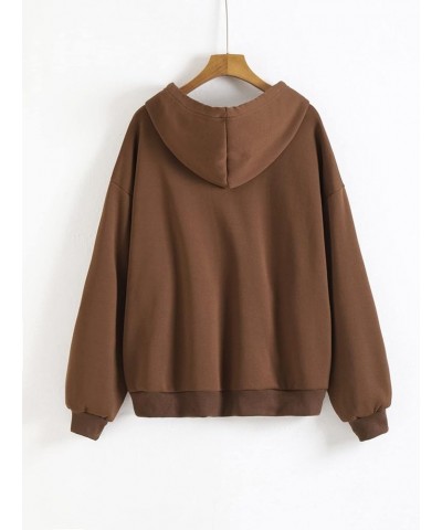 Women's Casual Drawstring Hoodie Jacket Zip Up Drop Shoulder Hooded Sweatshirts Top Coffee Brown $17.15 Hoodies & Sweatshirts