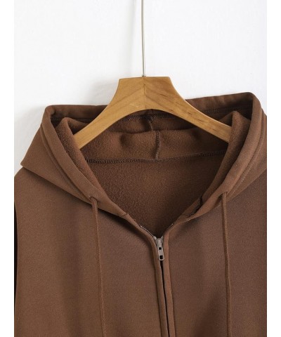 Women's Casual Drawstring Hoodie Jacket Zip Up Drop Shoulder Hooded Sweatshirts Top Coffee Brown $17.15 Hoodies & Sweatshirts