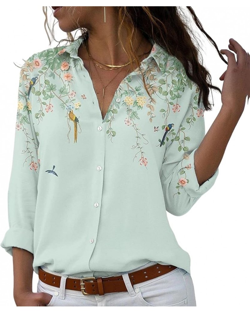 Floral Tops for Women Summer Flower Printed V Neck Tshirts Short Sleeve Tops Dressy Casual Along-green $16.22 Tops