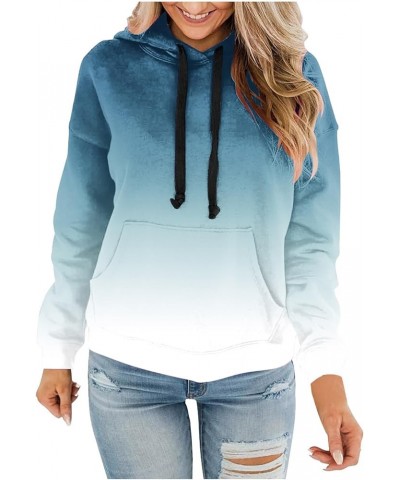 Sweatshirt for Women Trendy Long Sleeve Aesthetic Ombre Color Hoodie Oversized Casual Gentle Outdoor Tops with Pocket A01_lig...