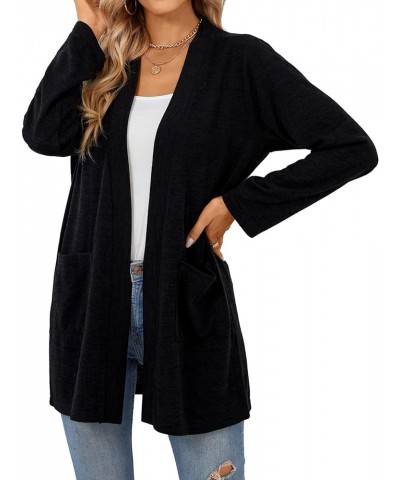 Soft Cardigans for Women Long Sleeve Cardigan with Pockets Black $16.50 Sweaters