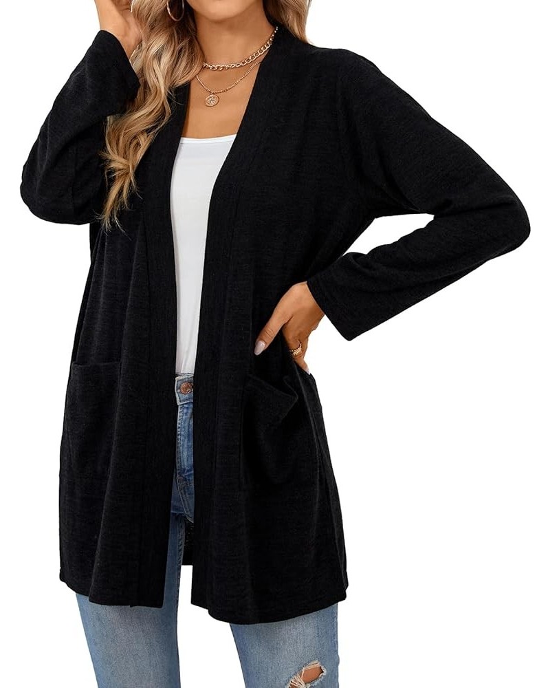 Soft Cardigans for Women Long Sleeve Cardigan with Pockets Black $16.50 Sweaters