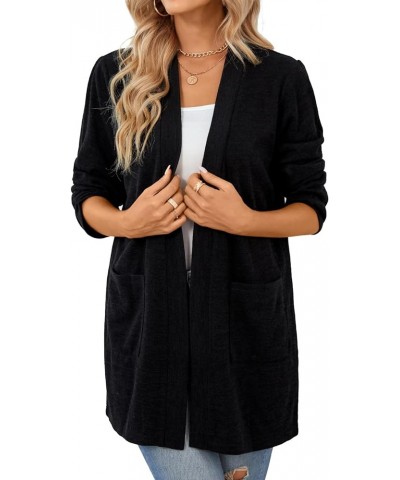 Soft Cardigans for Women Long Sleeve Cardigan with Pockets Black $16.50 Sweaters